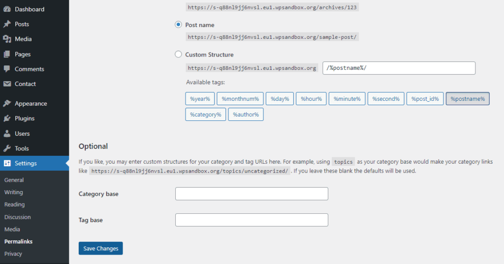 Mise à jour des liens permanents dans WordPress