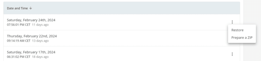 Restauration de sauvegarde Bluehost