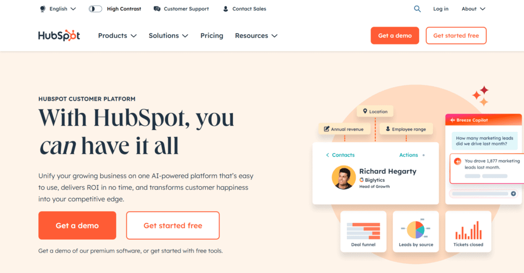 Page HubSpot