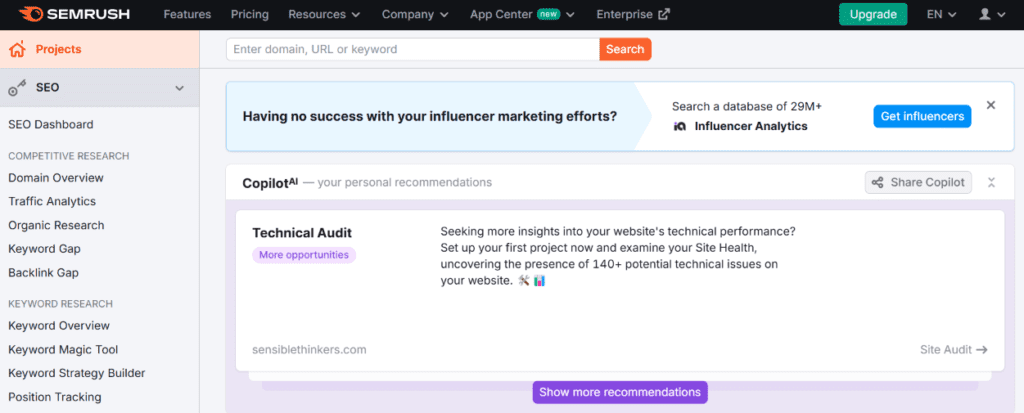 Semrush - le meilleur outil pour le référencement