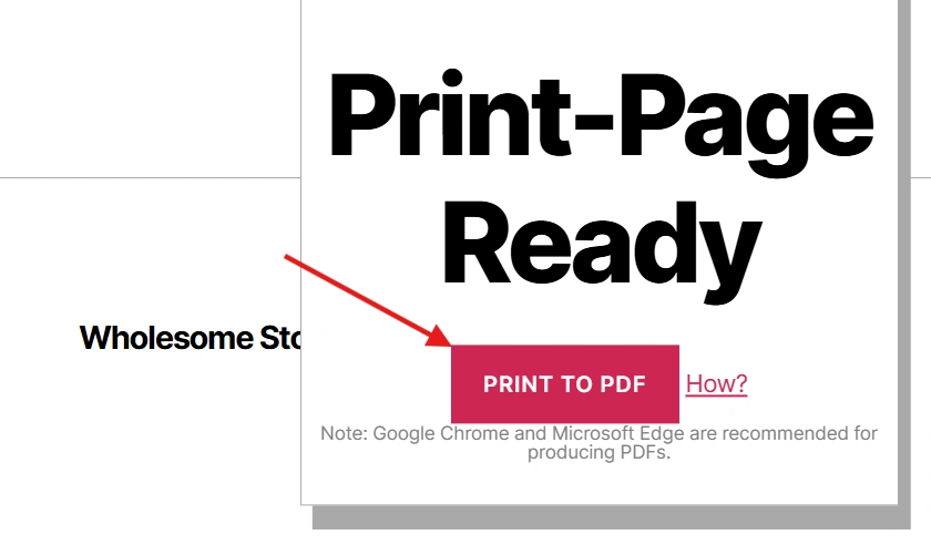 Cliquez sur le bouton Imprimer au format PDF