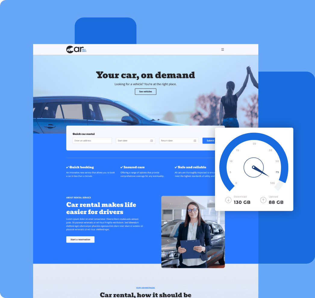 Image of car website with fast loading times